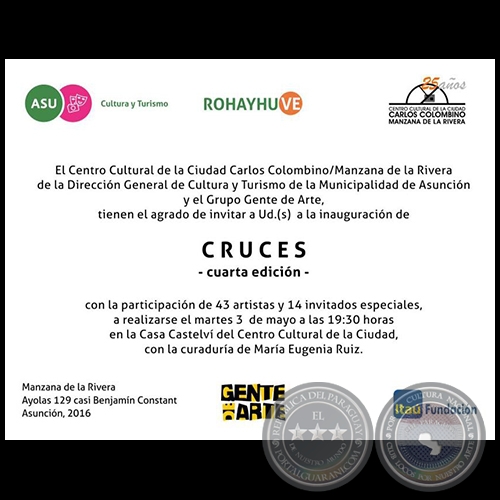 CRUCES Cuarta Edicin - Obra de Renata vila - Martes 3 de Mayo de 2016